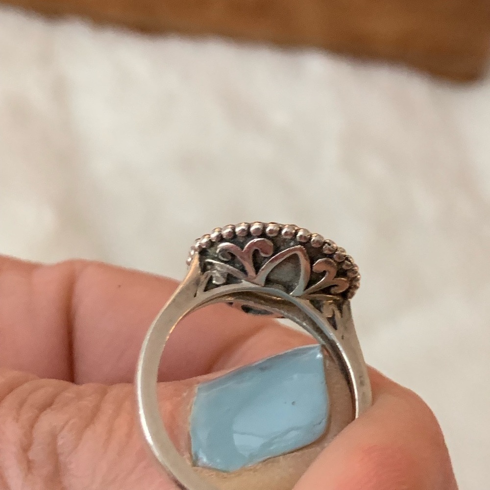 Super Cute White Sapphire Statement Ring Size 8 - image 3